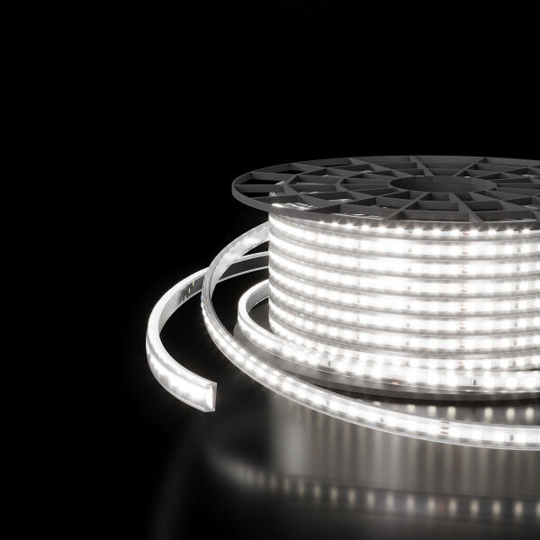 Светодиодная лента 220&nbsp;В 14,4 вт/м 120 Led/м 2835 IP65, холодный белый 6500K, 50 м Лента светодиодная 220V 14,4W 120Led 2835 IP65 6500 холодный белый, 50 м