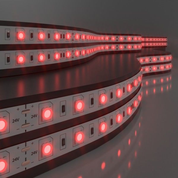 Светодиодная лента 24&nbsp;В 14,4&nbsp;Вт/м 60 Led/м 5050 IP20, красный, 5 м Лента светодиодная 24V 14,4W 60Led 5050 IP20 красный, 5м