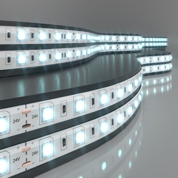 Светодиодная лента 24&nbsp;В 14,4&nbsp;Вт/м 60 Led/м 5050 IP65, холодный белый 6500K, 5 м Лента светодиодная 24V 14,4W 60Led 5050 IP65 холодный белый, 5м
