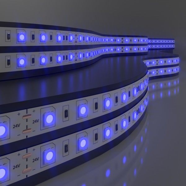 Светодиодная лента 24&nbsp;В 14,4&nbsp;Вт/м 60 Led/м 5050 IP65, синий, 5 м Лента светодиодная 24V 14,4W 60Led 5050 IP65 синий, 5м
