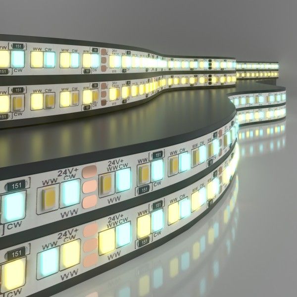 Лента светодиодная 24&nbsp;В 16&nbsp;Вт/м 240 Led/м 2835+2835 IP20, MIX теплый белый 3300K/холодный белый 6500K, 5 м Лента светодиодная 24V 16W 240Led 2835+2835 IP20 MIX теплый белый/холодный белый, 5м