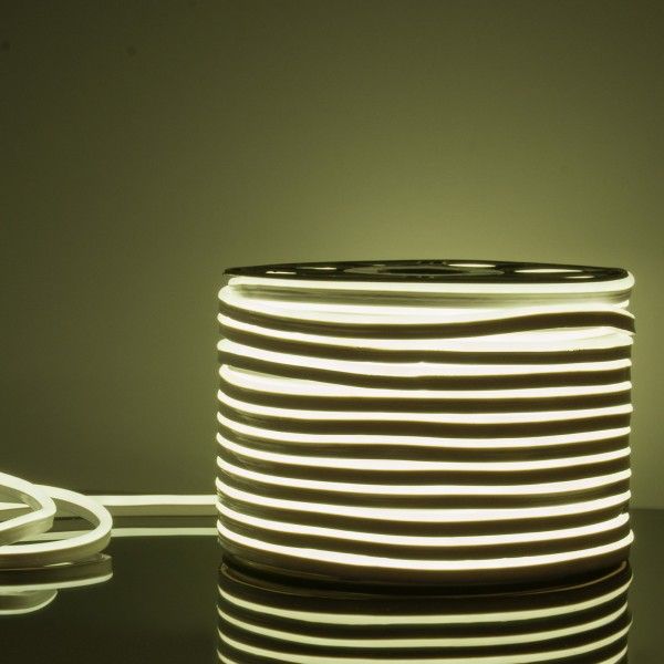 Светодиодный гибкий неон 220&nbsp;В 9,6&nbsp;Вт/м 120 Led/м 2835 IP67, односторонний холодный белый 6500К, 50 м Гибкий неон 220V 9,6W 120Led 2835 IP67 односторонний холодный белый, 50 м
