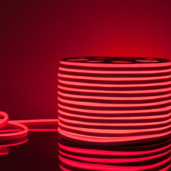 Светодиодный гибкий неон 220&nbsp;В 9.6&nbsp;Вт/м 120 Led/м 2835 IP67, односторонний красный, 50 м Гибкий неон 220V 9,6W 120Led 2835 IP67 односторонний красный, 50м