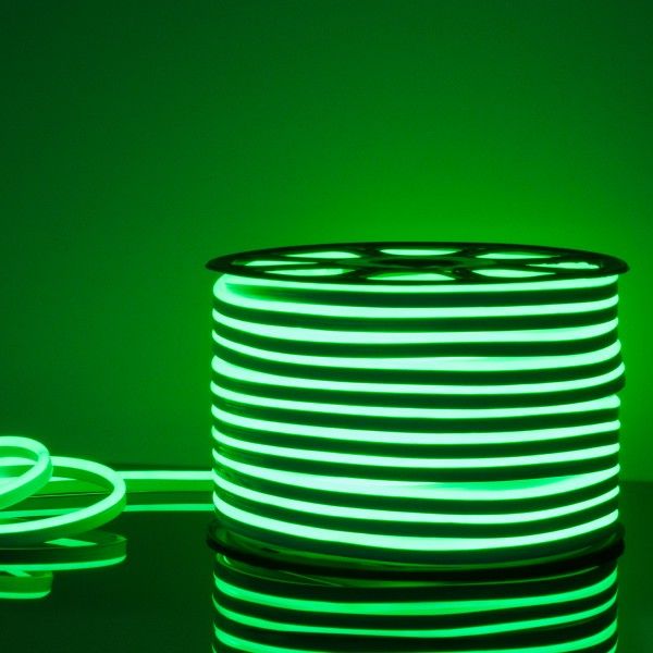 Светодиодный гибкий неон 220&nbsp;В 9.6&nbsp;Вт/м 120 Led/м 2835 IP67, односторонний зеленый, 50 м Гибкий неон220V 9,6W 120Led 2835 IP67 односторонний красный, 50м