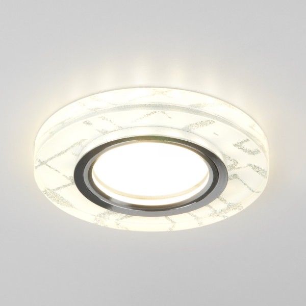Точечный светильник с LED подсветкой 8371 MR16 WH/SL белый/серебро. Превью 1