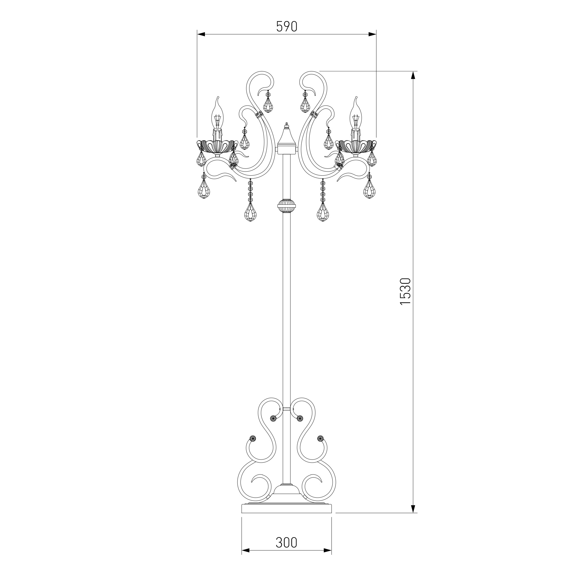 Торшер с хрусталем белый