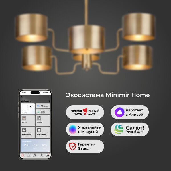 Умная потолочная люстра в стиле лофт 293/6 Smart
