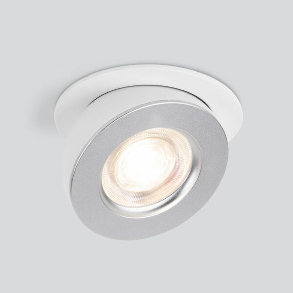 Встраиваемый точечный светодиодный светильник Pruno белый/серебро