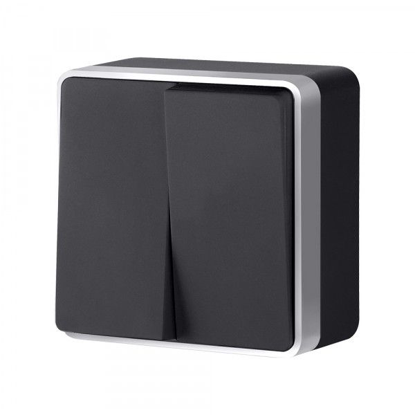 Выключатель двухклавишный Gallant черный с серебром W5020034