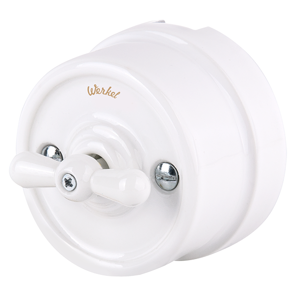 Выключатель на 4 положения двухклавишный белый ретро