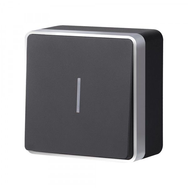 Выключатель одноклавишный с подсветкой Gallant черный с серебром W5010134