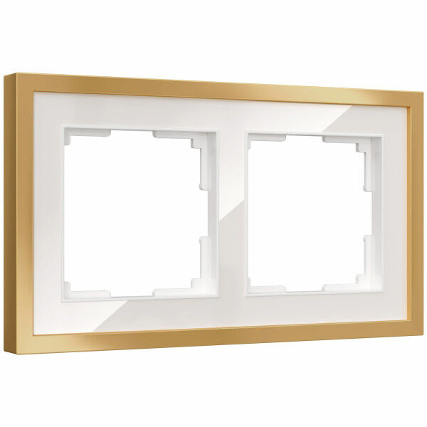 W0022853/ Рамка на 2 поста Baguette (белый/золотистая латунь)