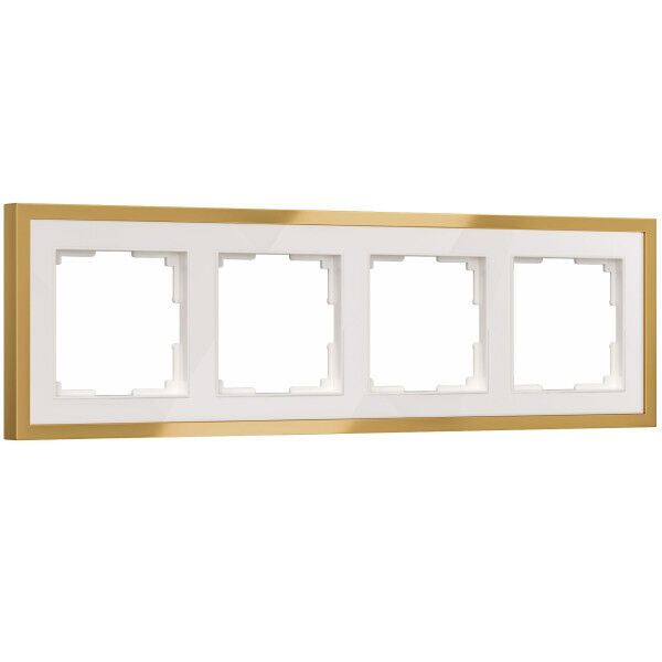 W0042853/ Рамка на 4 поста Baguette (белый/золотистая латунь)