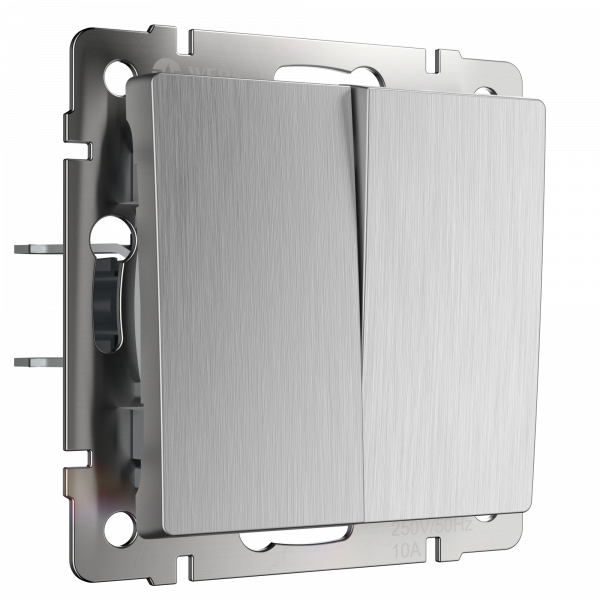 W1120009/&nbsp;Выключатель двухклавишный (cеребряный рифленый)