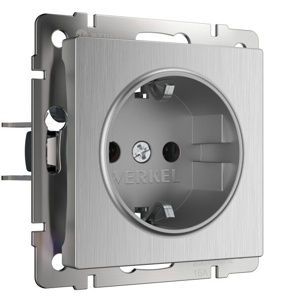 W1171009/ Розетка с заземлением (cеребряный рифленый) W1171009