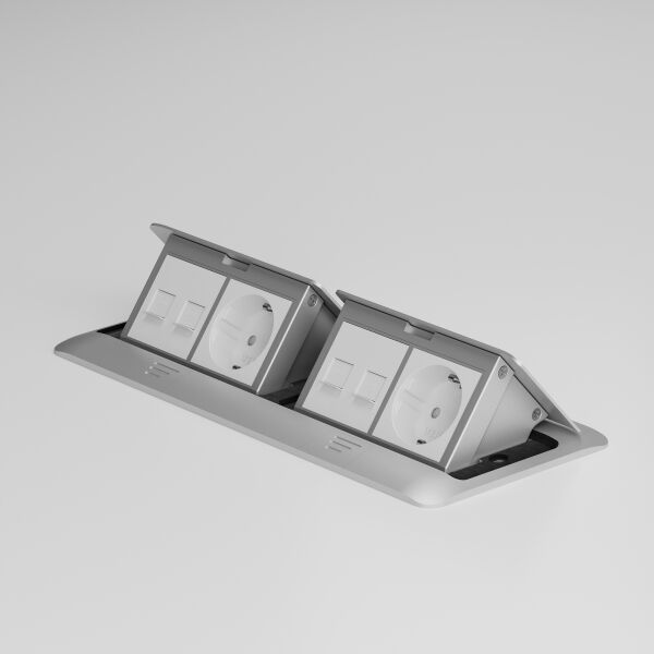 W8078065/&nbsp;Выдвижной блок (Лючок) на 8 модулей (серебряный)