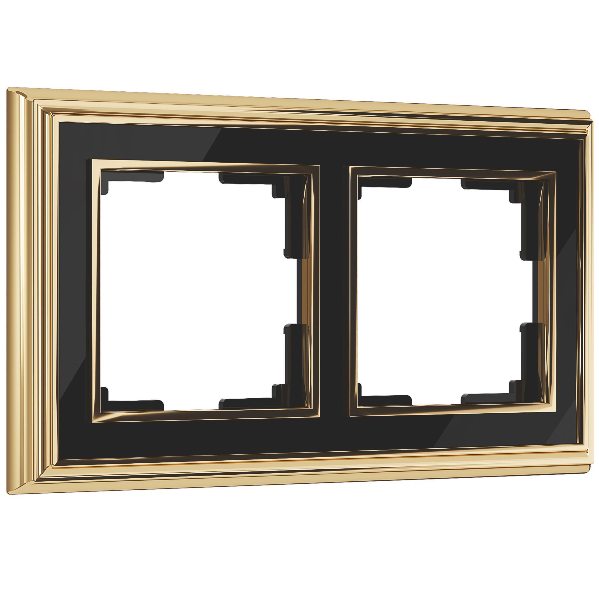 Рамка из металла на 2 поста Palacio золото/черный Werkel Palacio золото/черный WL17-Frame-02. Фото 1