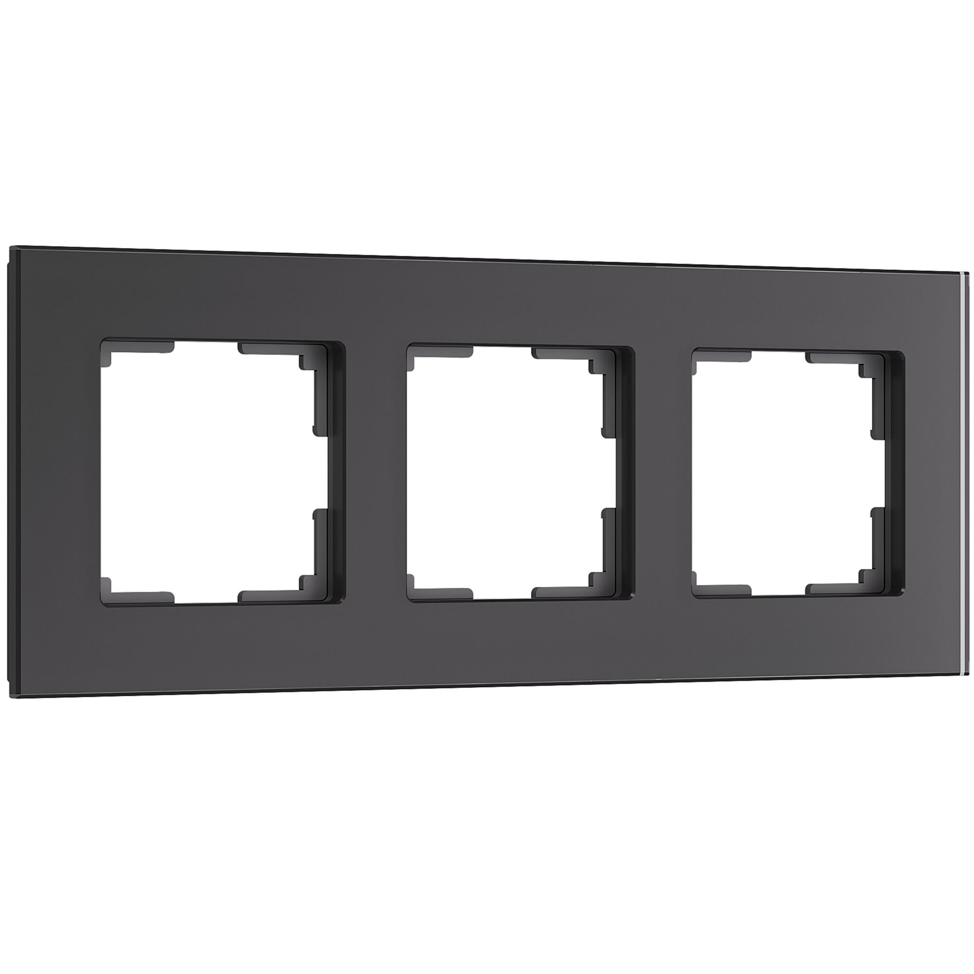 Рамка из стекла на 3 поста Senso черный soft-touch Werkel Senso черный soft-touch W0033108. Фото 1