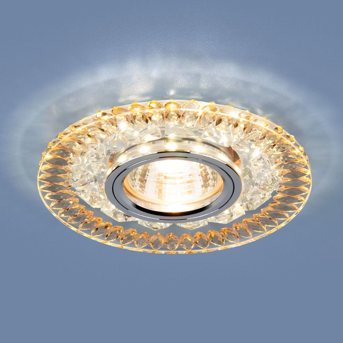 Точечный светильник с LED подсветкой 2198 MR16 CL/GD прозрачный/золото. Фото 1