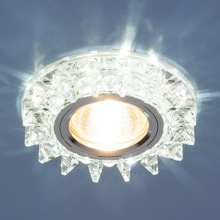 Точечный светильник с LED подсветкой 6037 MR16  SL зеркальный/серебро. Фото 2