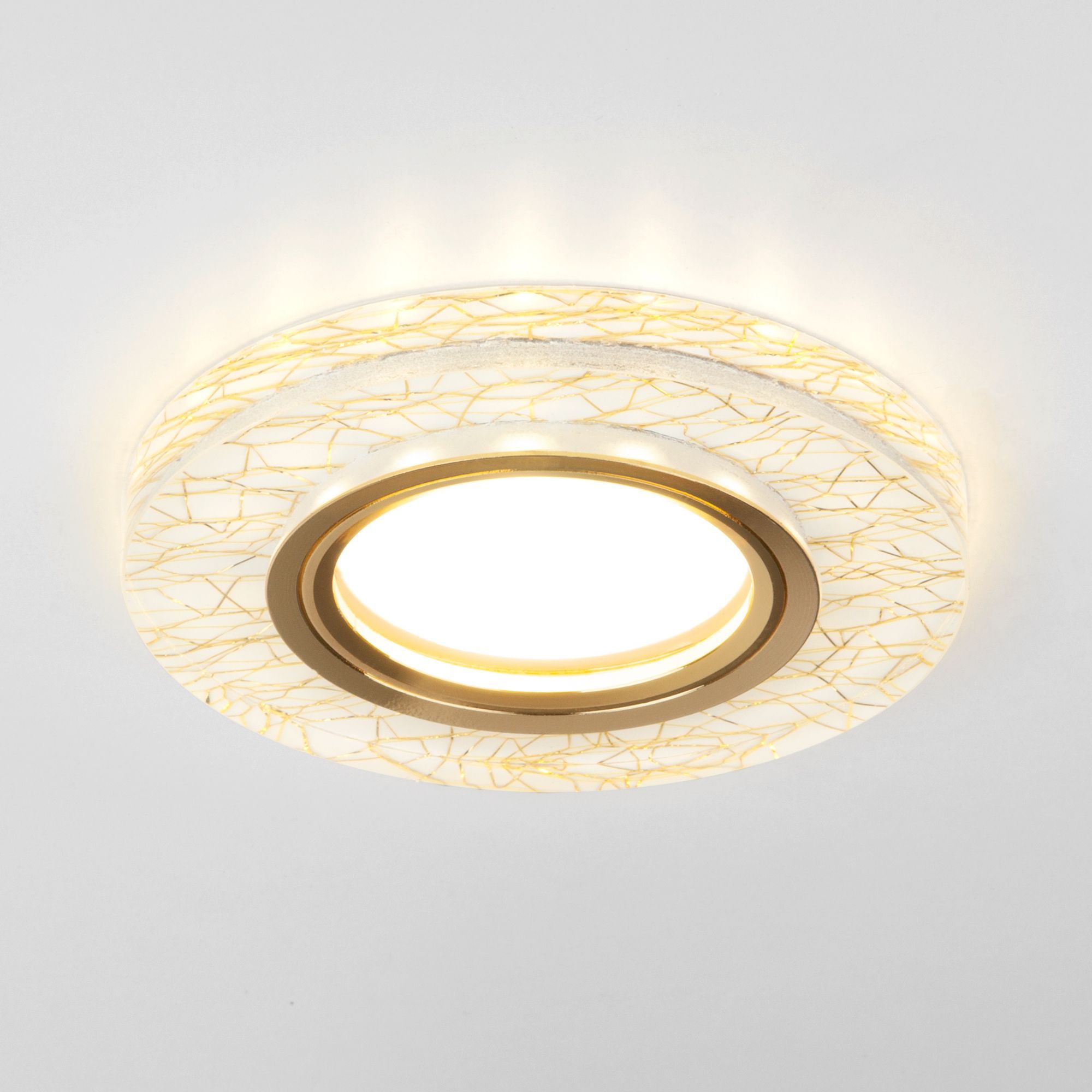 Точечный светильник с LED подсветкой 8371 MR16 WH/GD белый/золото. Фото 1