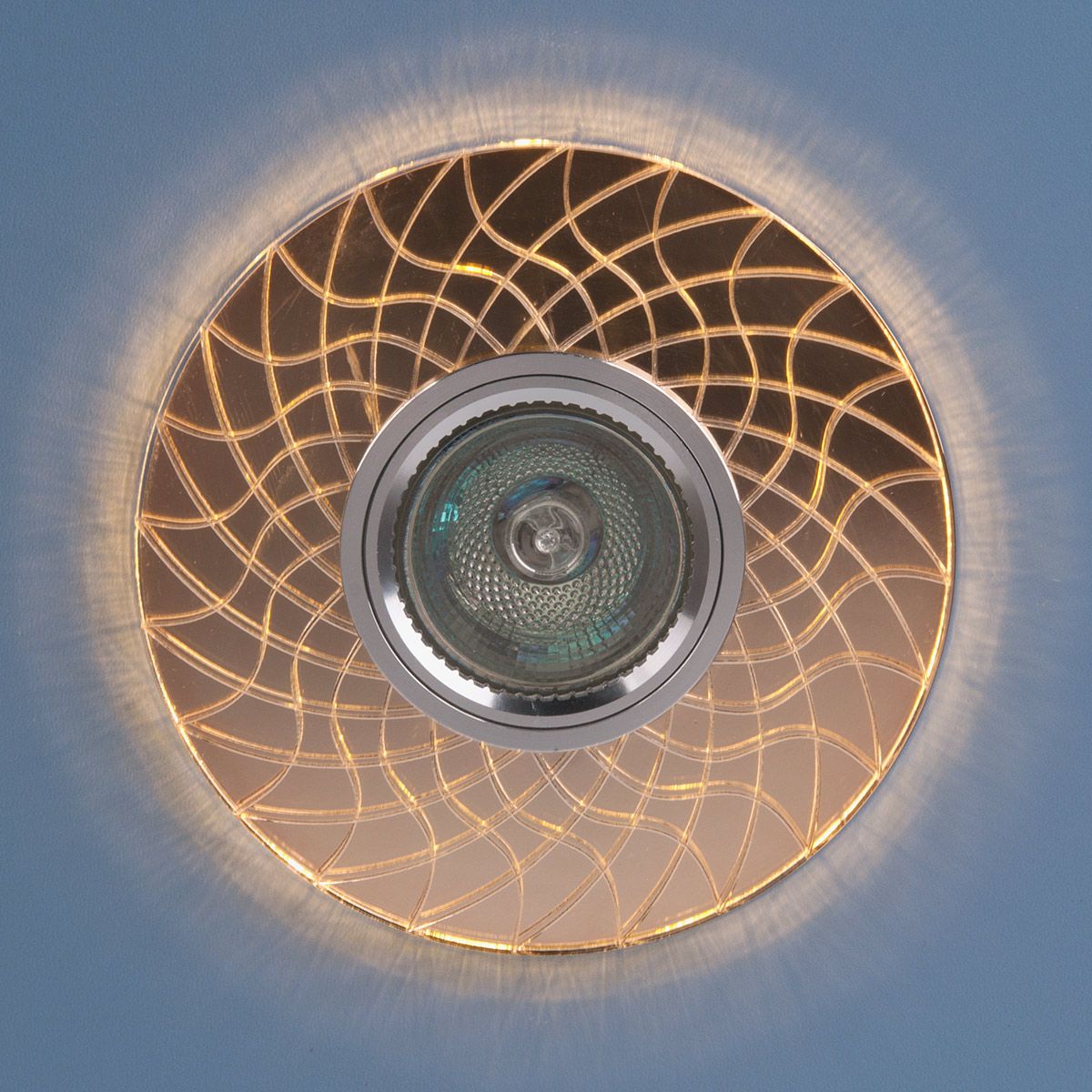 Точечный светильник с LED подсветкой 8091 MR16 SL/GD зеркальный/золотой. Фото 4