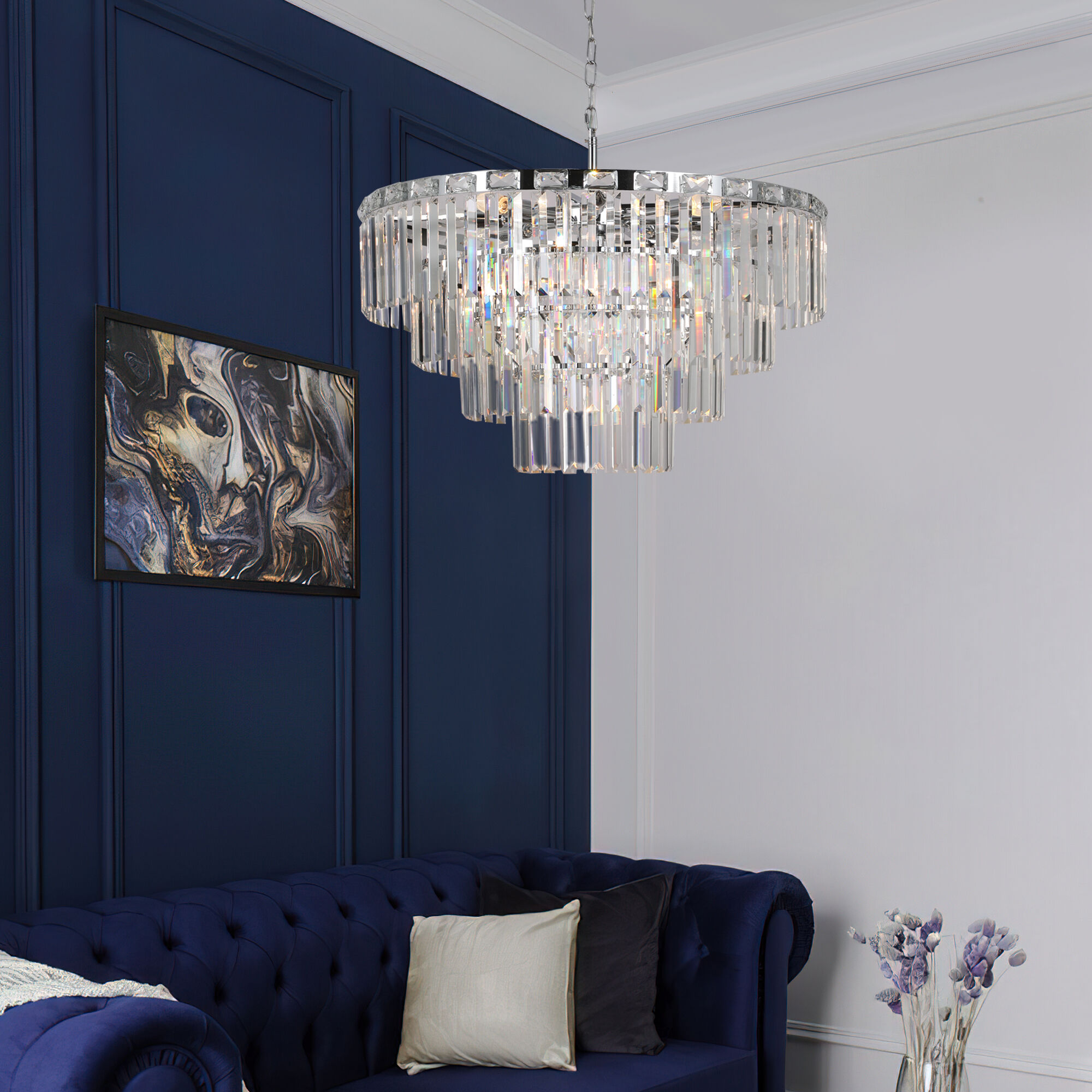 Умная подвесная хрустальная люстра Eurosvet Elegante 10130/10 хром. Фото 4