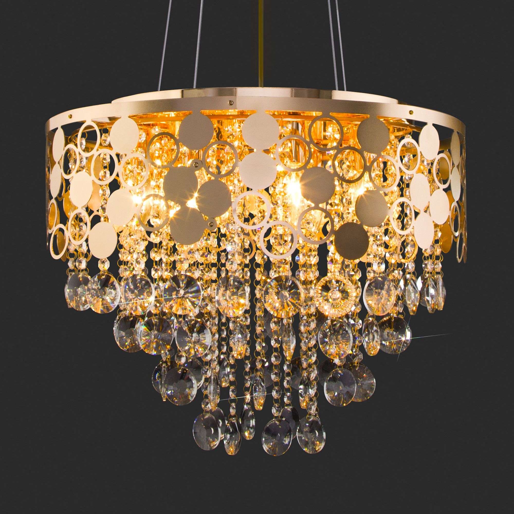 Умный подвесной светильник Eurosvet Lianna 10123/8 золото/прозрачный хрусталь Strotskis Smart (10114/8). Фото 6