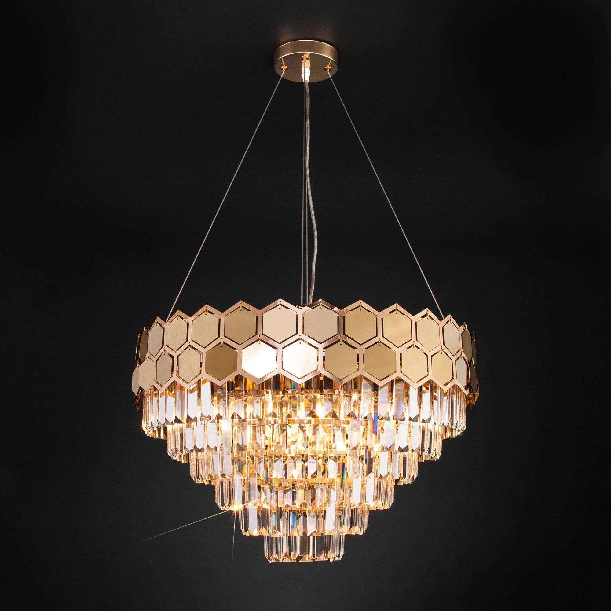 Умный подвесной светильник Eurosvet Ariana 10124/8 золото/прозрачный хрусталь Strotskis Smart (10113/8). Фото 2